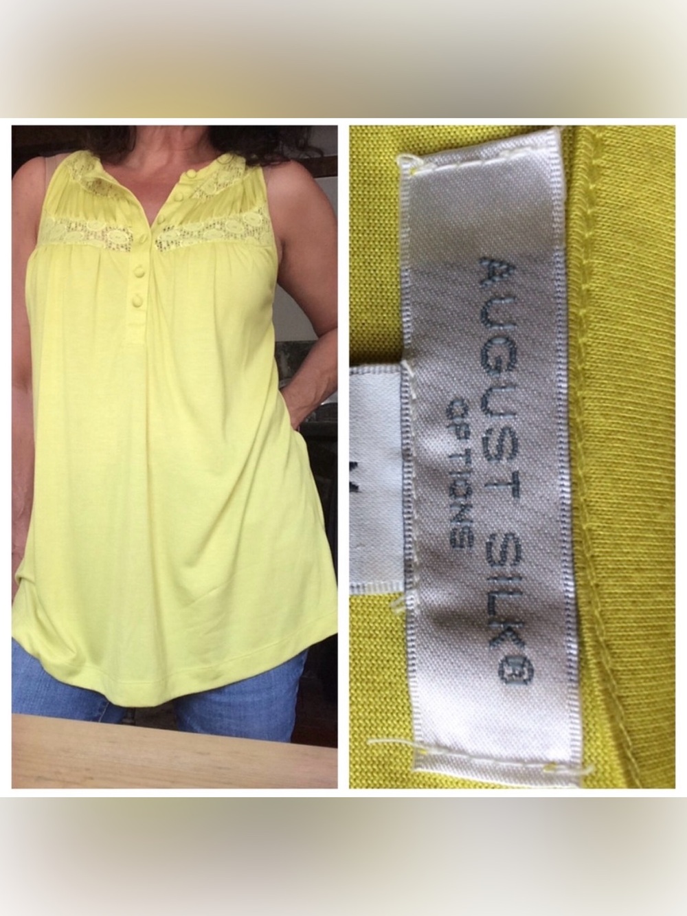 August Silk Options M bright yellow tank top